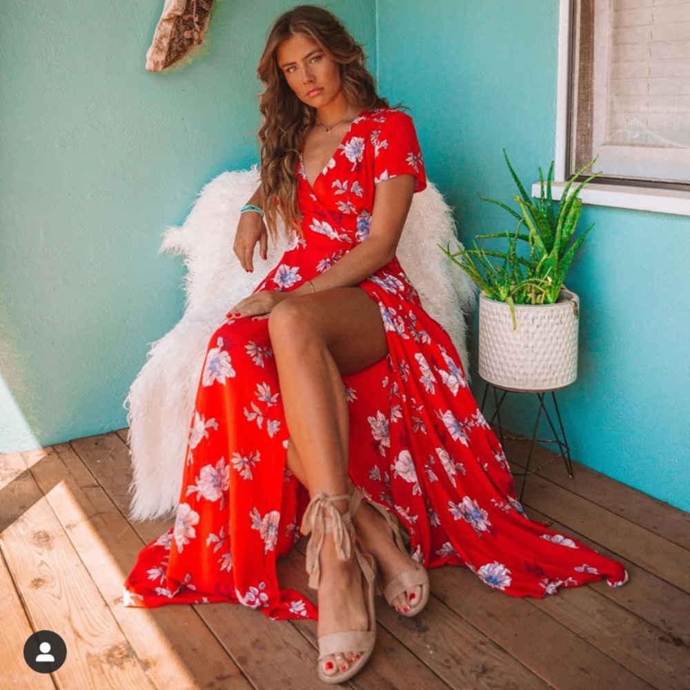 Vici dolls maxi wrap dress Hawaiian/floral